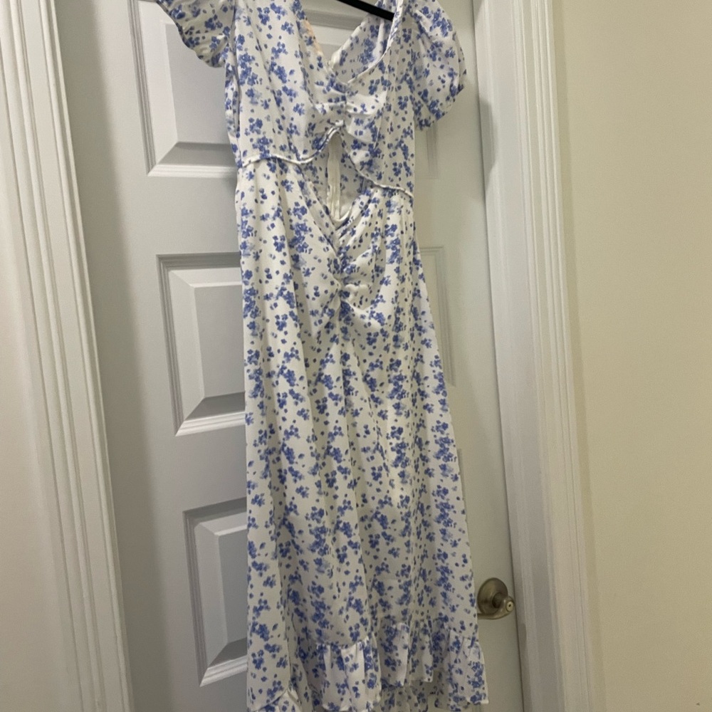 Forever 21 White and Blue Floral Dress